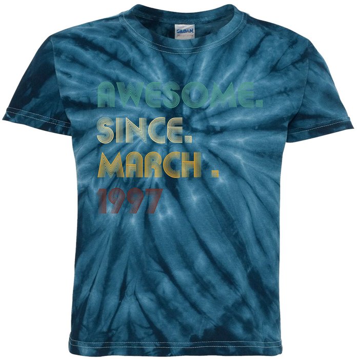 25 Year Old Awesome Since March 1997 Gifts 25th Birthday Kids Tie-Dye T-Shirt