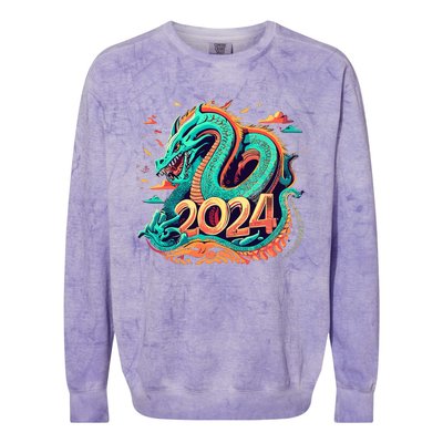 2024 Year Of The Dragon Chinese New Year 2024 Colorblast Crewneck Sweatshirt