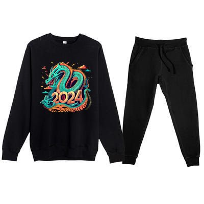 2024 Year Of The Dragon Chinese New Year 2024 Premium Crewneck Sweatsuit Set