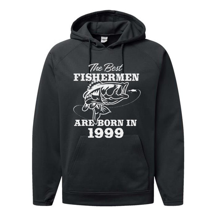 24 Year Old Fisherman Fishing 1999 24th Birthday Performance Fleece Hoodie