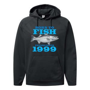 24 Year Old Fishing Fisherman 1999 24th Birthday Gift Performance Fleece Hoodie