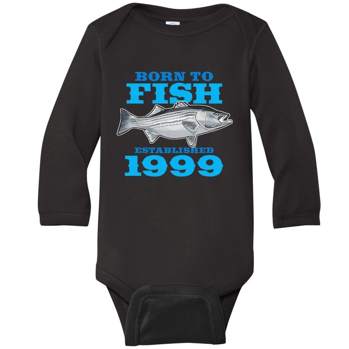 24 Year Old Fishing Fisherman 1999 24th Birthday Gift Baby Long Sleeve Bodysuit