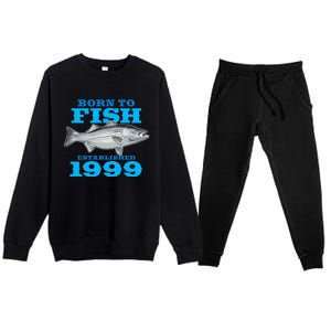 24 Year Old Fishing Fisherman 1999 24th Birthday Gift Premium Crewneck Sweatsuit Set