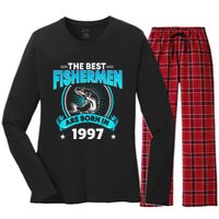 24 Year Old Vintage 1997 Fishing Fisherman 24th Birthday Women's Long Sleeve Flannel Pajama Set 