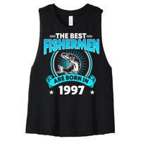 24 Year Old Vintage 1997 Fishing Fisherman 24th Birthday Women's Racerback Cropped Tank