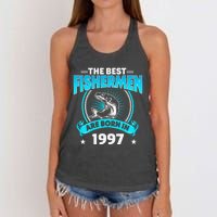 24 Year Old Vintage 1997 Fishing Fisherman 24th Birthday Women's Knotted Racerback Tank