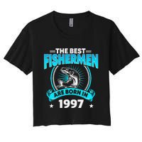 24 Year Old Vintage 1997 Fishing Fisherman 24th Birthday Women's Crop Top Tee