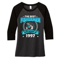 24 Year Old Vintage 1997 Fishing Fisherman 24th Birthday Women's Tri-Blend 3/4-Sleeve Raglan Shirt