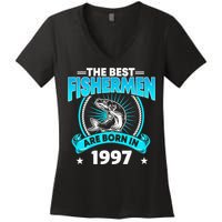 24 Year Old Vintage 1997 Fishing Fisherman 24th Birthday Women's V-Neck T-Shirt