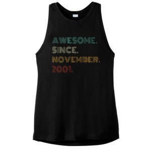 22 Years Old Awesome Since November 2001 22Nd Birthday Ladies PosiCharge Tri-Blend Wicking Tank