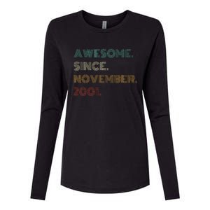 22 Years Old Awesome Since November 2001 22Nd Birthday Womens Cotton Relaxed Long Sleeve T-Shirt