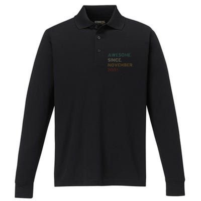 22 Years Old Awesome Since November 2001 22Nd Birthday Performance Long Sleeve Polo