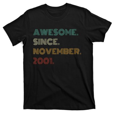 22 Years Old Awesome Since November 2001 22Nd Birthday T-Shirt