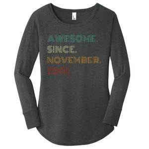 22 Years Old Awesome Since November 2001 22Nd Birthday Women's Perfect Tri Tunic Long Sleeve Shirt