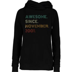 22 Years Old Awesome Since November 2001 22Nd Birthday Womens Funnel Neck Pullover Hood