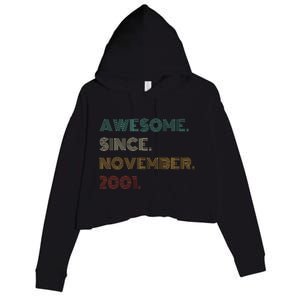 22 Years Old Awesome Since November 2001 22Nd Birthday Crop Fleece Hoodie