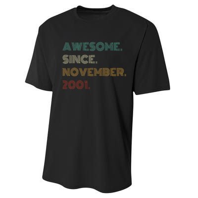 22 Years Old Awesome Since November 2001 22Nd Birthday Performance Sprint T-Shirt