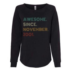 22 Years Old Awesome Since November 2001 22Nd Birthday Womens California Wash Sweatshirt