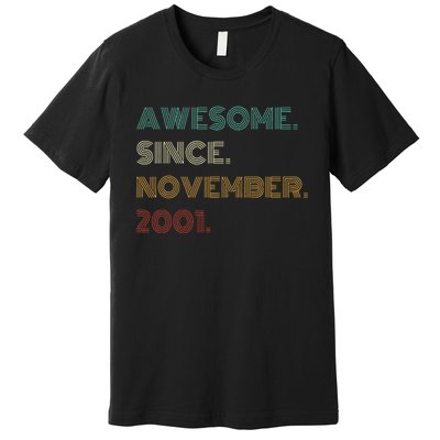 22 Years Old Awesome Since November 2001 22Nd Birthday Premium T-Shirt