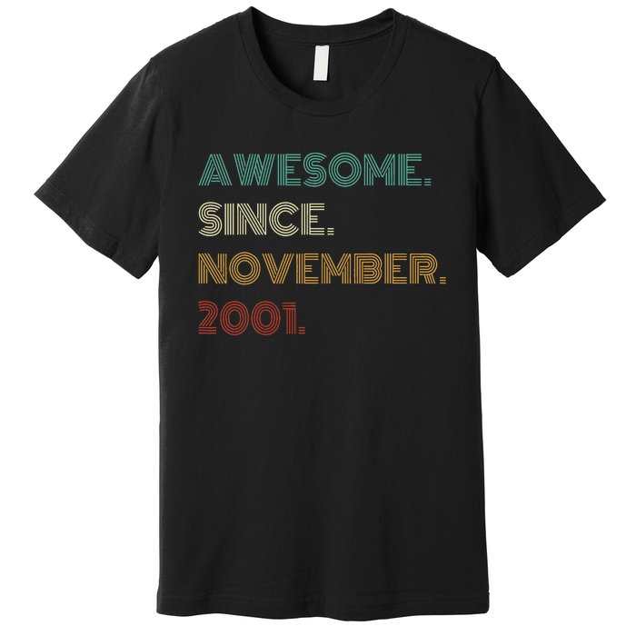 22 Years Old Awesome Since November 2001 22Nd Birthday Premium T-Shirt