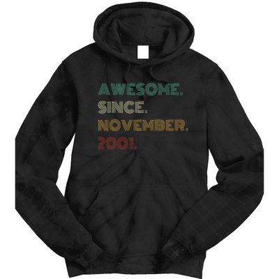 22 Years Old Awesome Since November 2001 22Nd Birthday Tie Dye Hoodie