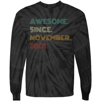 22 Years Old Awesome Since November 2001 22Nd Birthday Tie-Dye Long Sleeve Shirt