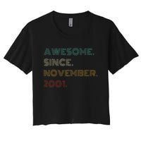 22 Years Old Awesome Since November 2001 22Nd Birthday Women's Crop Top Tee