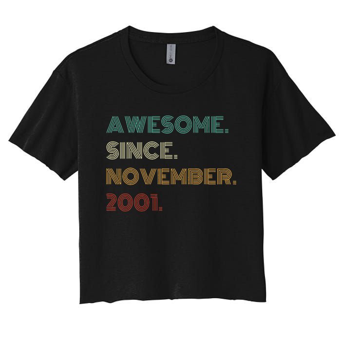 22 Years Old Awesome Since November 2001 22Nd Birthday Women's Crop Top Tee