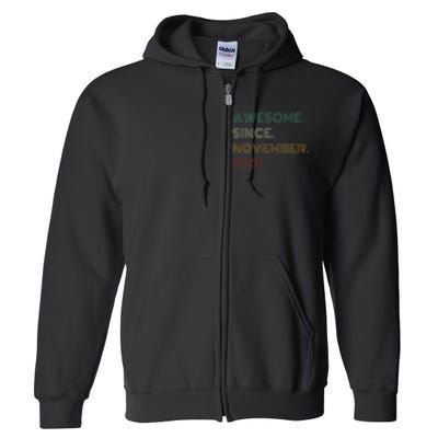 22 Years Old Awesome Since November 2001 22Nd Birthday Full Zip Hoodie