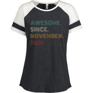 22 Years Old Awesome Since November 2001 22Nd Birthday Enza Ladies Jersey Colorblock Tee