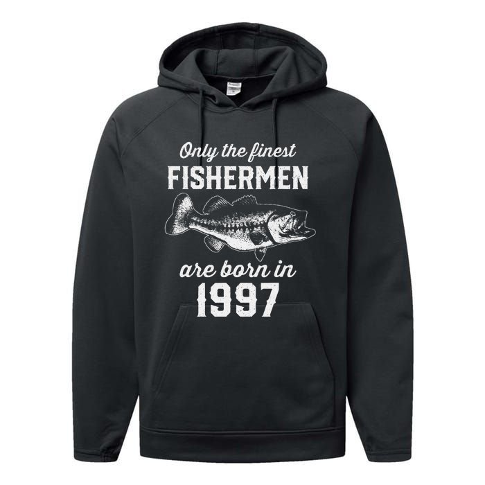 26 Year Old Fisherman Fishing 1997 26th Birthday Cute Performance Fleece Hoodie