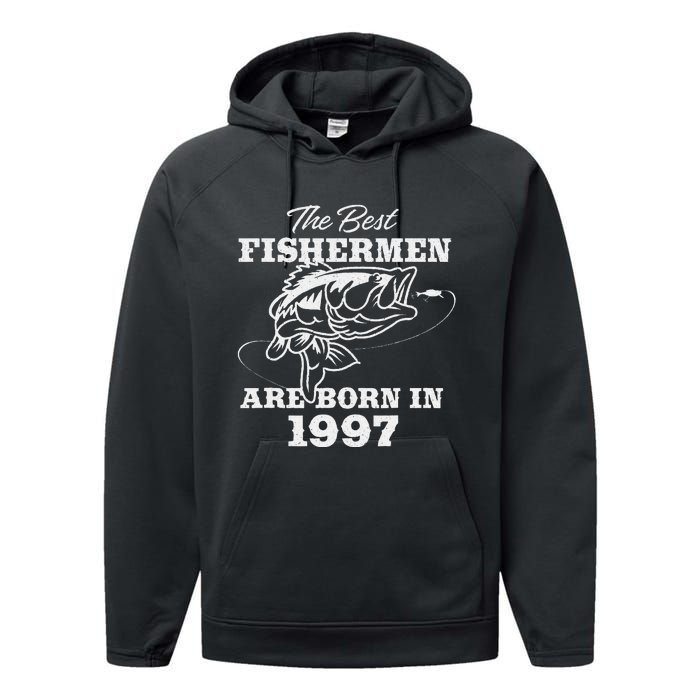 26 Year Old Fisherman Fishing 1997 26th Birthday Performance Fleece Hoodie