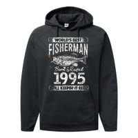 26 Years Old Fisherman Born In 1995 Fisherman 26th Birthday Performance Fleece Hoodie