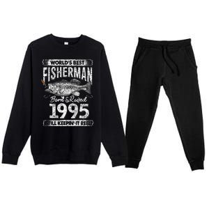 26 Years Old Fisherman Born In 1995 Fisherman 26th Birthday Premium Crewneck Sweatsuit Set