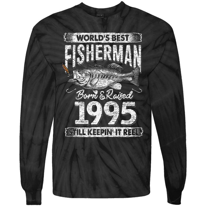 26 Years Old Fisherman Born In 1995 Fisherman 26th Birthday Tie-Dye Long Sleeve Shirt