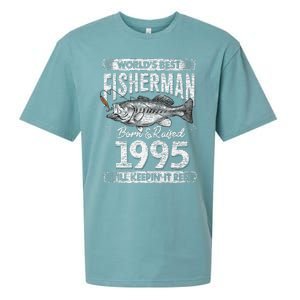 26 Years Old Fisherman Born In 1995 Fisherman 26th Birthday Sueded Cloud Jersey T-Shirt