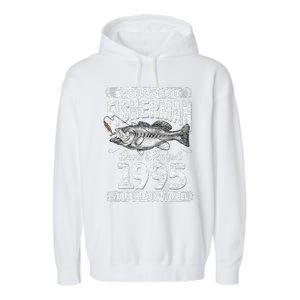 26 Years Old Fisherman Born In 1995 Fisherman 26th Birthday Garment-Dyed Fleece Hoodie