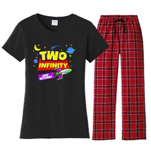 2 Year Old Two Infinity And Beyond 2nd Birthday Women's Flannel Pajama Set