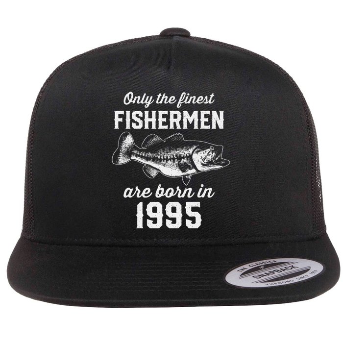 28 Year Old Fisherman Fishing 1995 28th Birthday Flat Bill Trucker Hat