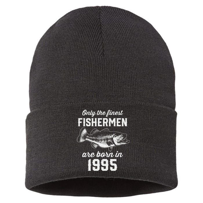 28 Year Old Fisherman Fishing 1995 28th Birthday Sustainable Knit Beanie