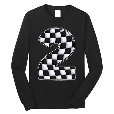 2 Year Old Pit Crew Boy Two Car Racing 2nd Birthday Race Car Long Sleeve Shirt