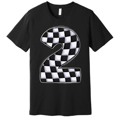 2 Year Old Pit Crew Boy Two Car Racing 2nd Birthday Race Car Premium T-Shirt