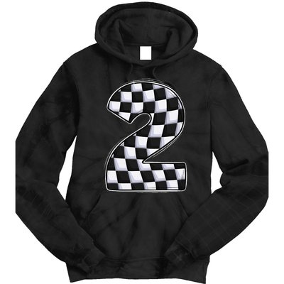 2 Year Old Pit Crew Boy Two Car Racing 2nd Birthday Race Car Tie Dye Hoodie