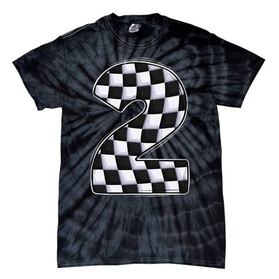 2 Year Old Pit Crew Boy Two Car Racing 2nd Birthday Race Car Tie-Dye T-Shirt