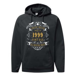 24 Years Old 24th Birthday Made Born in 1999 Boys Girls Performance Fleece Hoodie