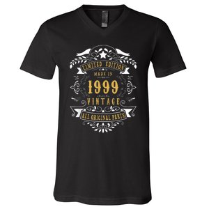 24 Years Old 24th Birthday Made Born in 1999 Boys Girls V-Neck T-Shirt