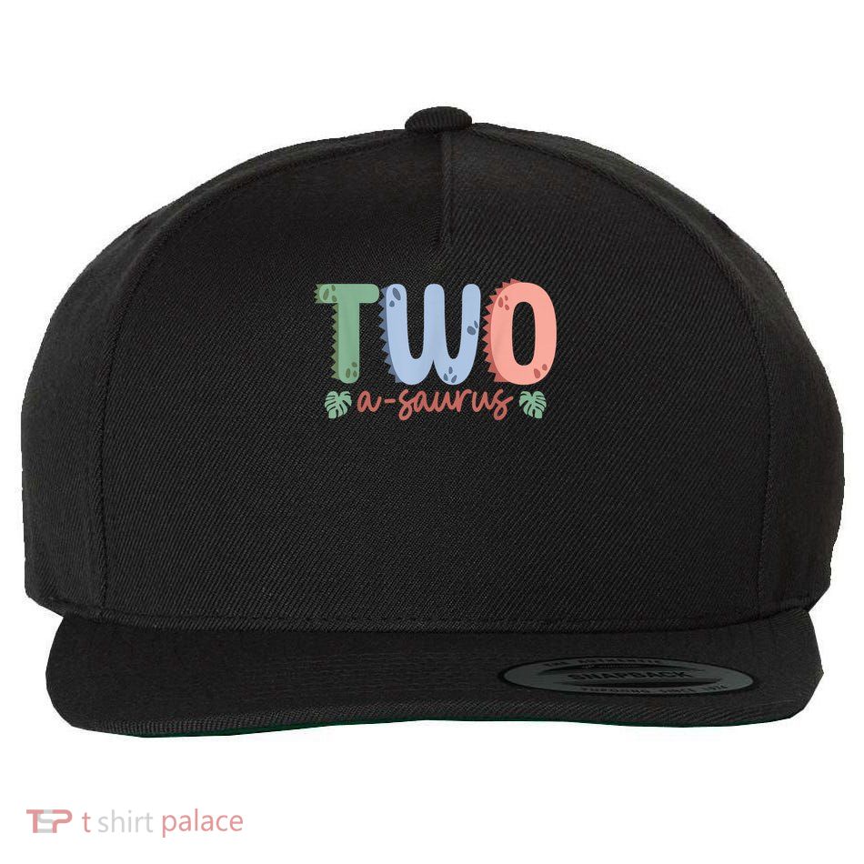 2 Years Old Two Saurus Dinosaur Family 2nd Birthday Matching Wool Snapback Cap