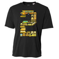 2 Year Old 2nd Birthday School Bus Theme Kids Party Cooling Performance Crew T-Shirt