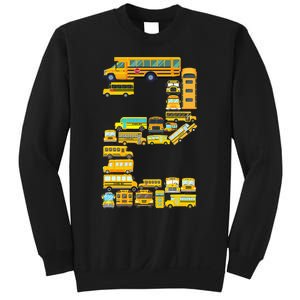 2 Year Old 2nd Birthday School Bus Theme Kids Party Sweatshirt