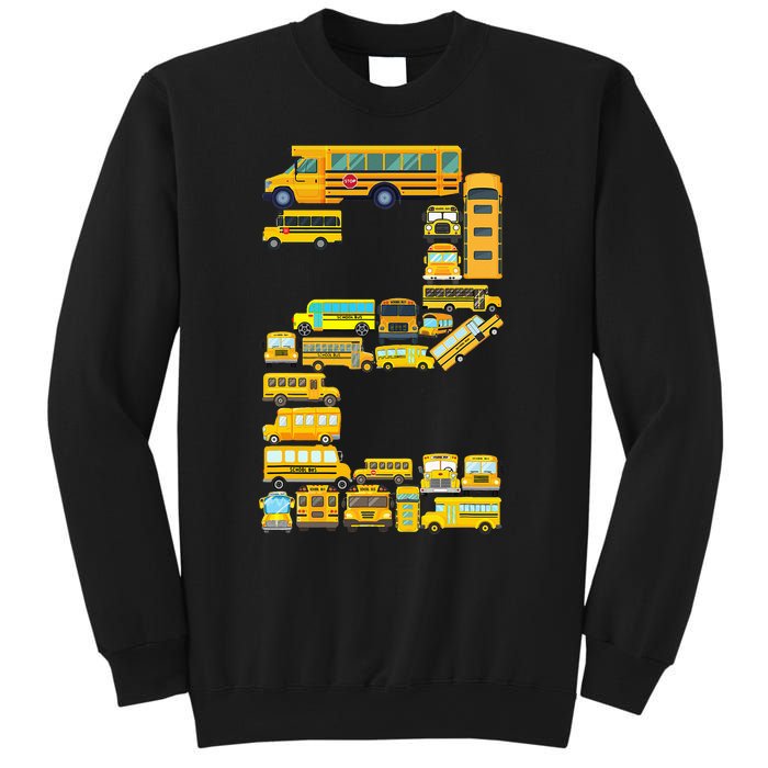 2 Year Old 2nd Birthday School Bus Theme Kids Party Sweatshirt